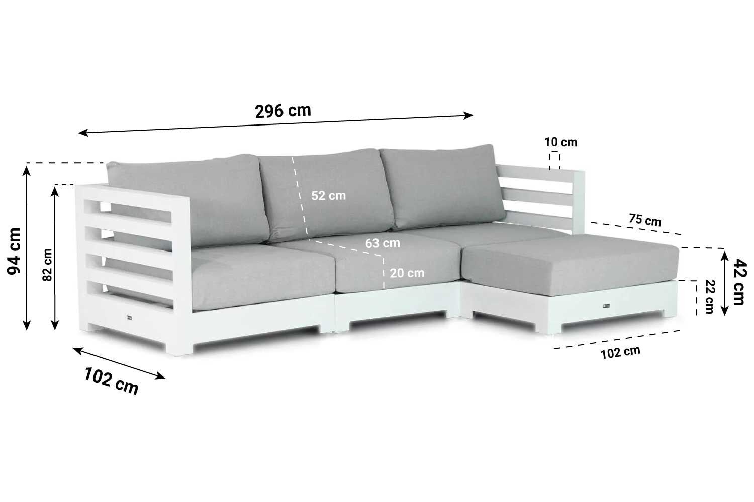 Santika Phantom Gartensofa 3-Sitzer 4-teilig