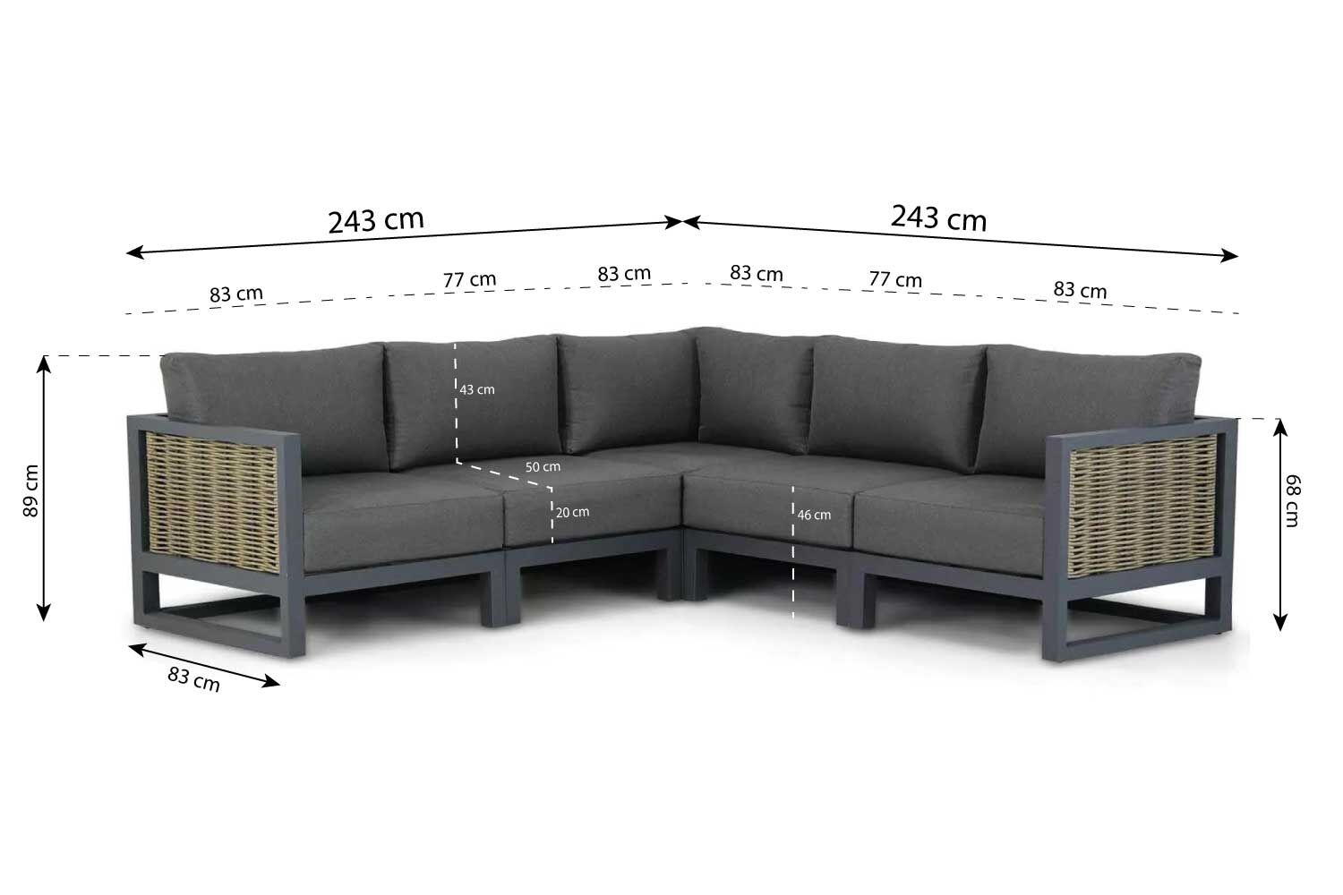 Santika Salviano/Riviera 75 cm Gartenlounge Rattan 6-teliig